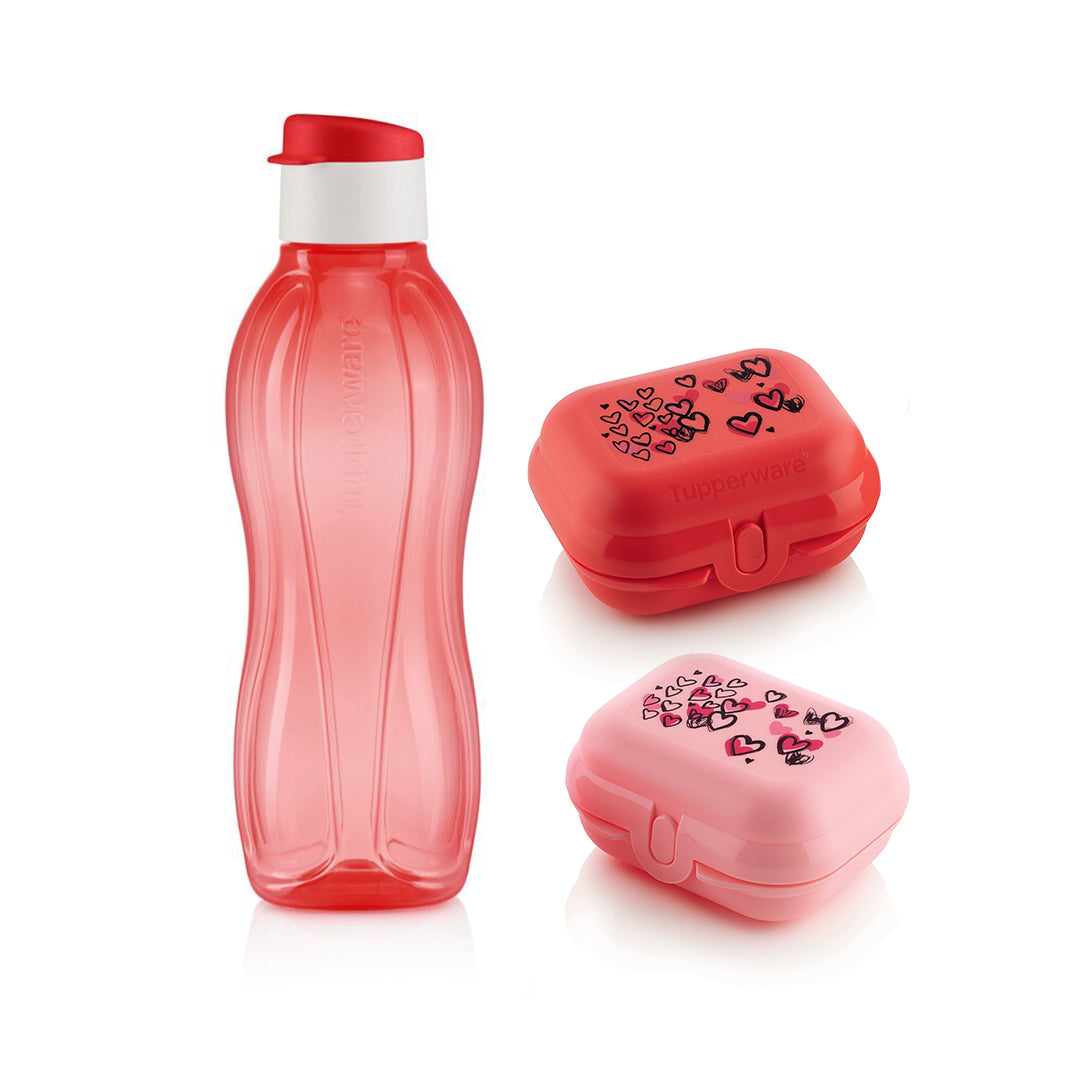 Red Bottle 750ml & Mini Containers (2) Set