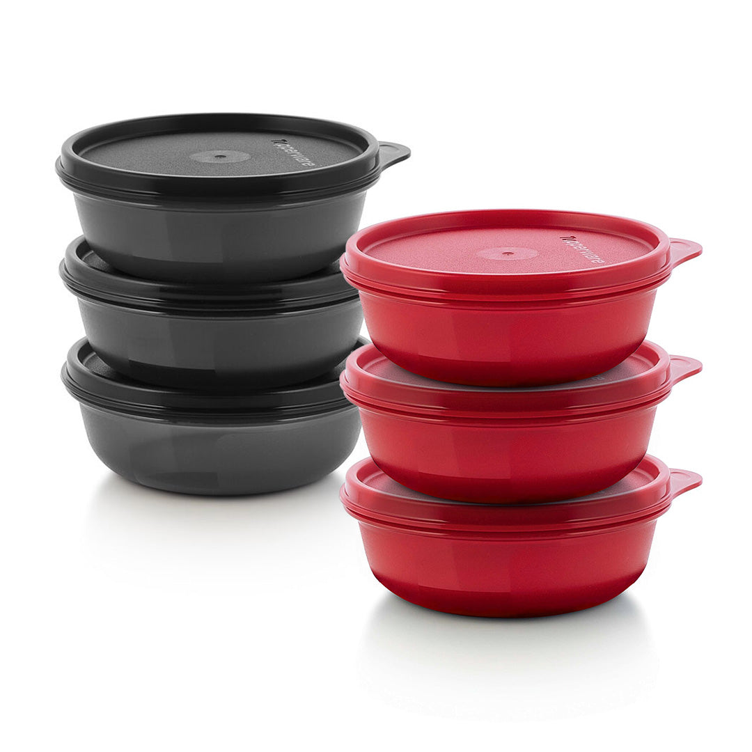 Black and Red Fridge Bowls 300ml Set (6)