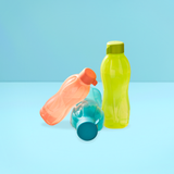 زجاجة مياه Eco plus - غطاء كبس-  لون بطيخي -1 لتر